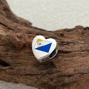 Pandora Bonaire Flag Exclusive Heart Charm S925 ALE Bead Charm